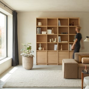 Aliette - Double bookcase in solid oak