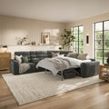 Cohen Large Corner Electric Recliner with Right Hand Sofa Bed and Console in Plush Charcoal Fabric