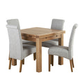 Dorset Natural Solid Oak 3ft Extending Table and 4 Scroll Back Plain Grey Fabric Chairs