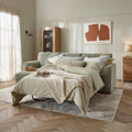 Eastley Left Hand Chaise Sofa Bed with Storage in Limoge Green Fabric with Beige Scatters