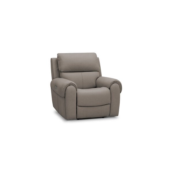 Ezra Electric Recliner Armchair with Power Headrest & Lumbar Support in Oyster Leather