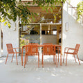 Gaby - Orange metal 6-seater garden set
