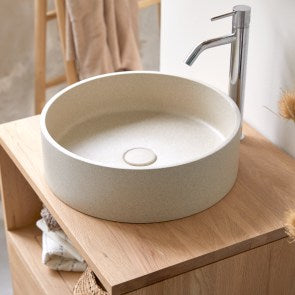 Gina - Round washbasin in cream terrazzo ∅ 39 cm