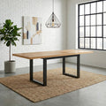 Maine Natural Solid Oak & Metal Extending Dining Table 160-220cm