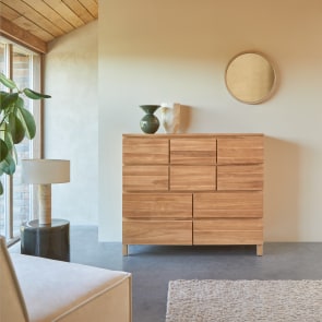 Milano Solid teak chest of drawers