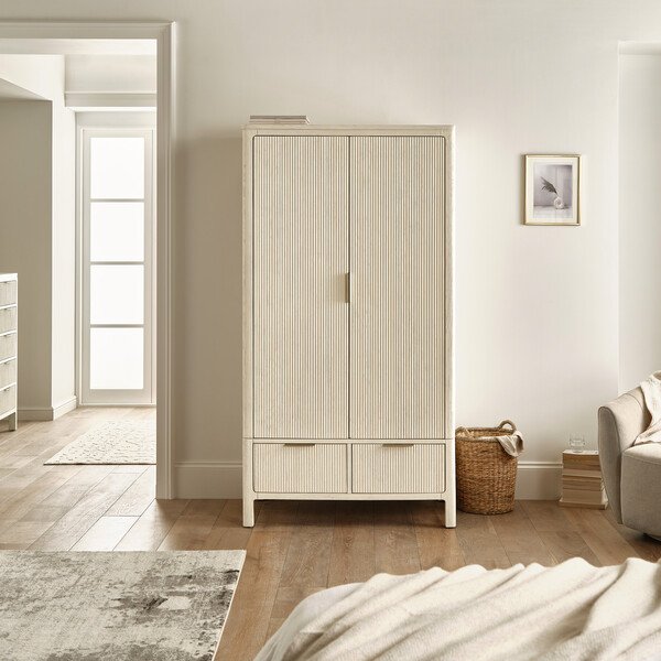 Wren White Painted Solid Oak Double Wardrobe
