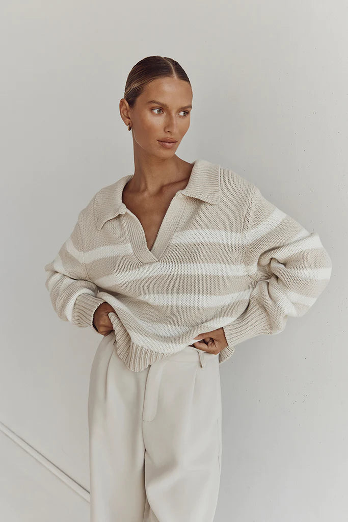 COLBIE CREAM STRIPE KNIT JUMPER